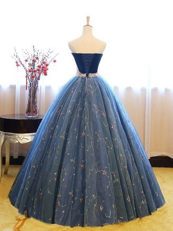 Size 2 Pageant Strapless Blue Ball Gown on Queenly