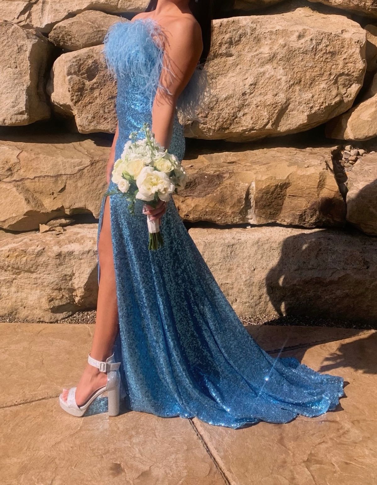 Style 54837 Sherri Hill Size 00 Prom Strapless Blue Mermaid Dress on Queenly