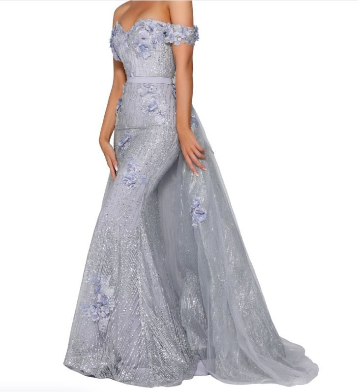Style PS6015 Portia and Scarlett Size 4 Strapless Sequined Purple Mermaid Dress on Queenly