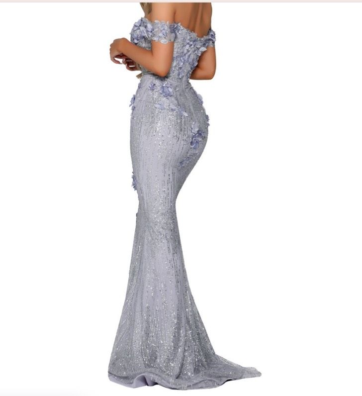 Style PS6015 Portia and Scarlett Size 4 Strapless Sequined Purple Mermaid Dress on Queenly