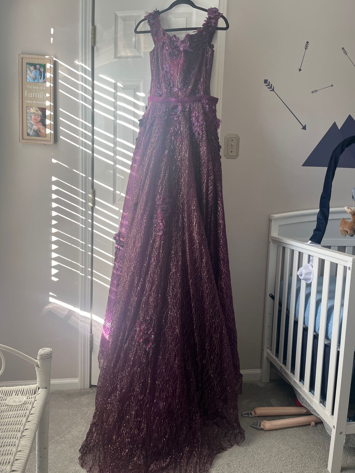 Portia and Scarlett Size 6 Pageant Off The Shoulder Purple Dress With Train on Queenly