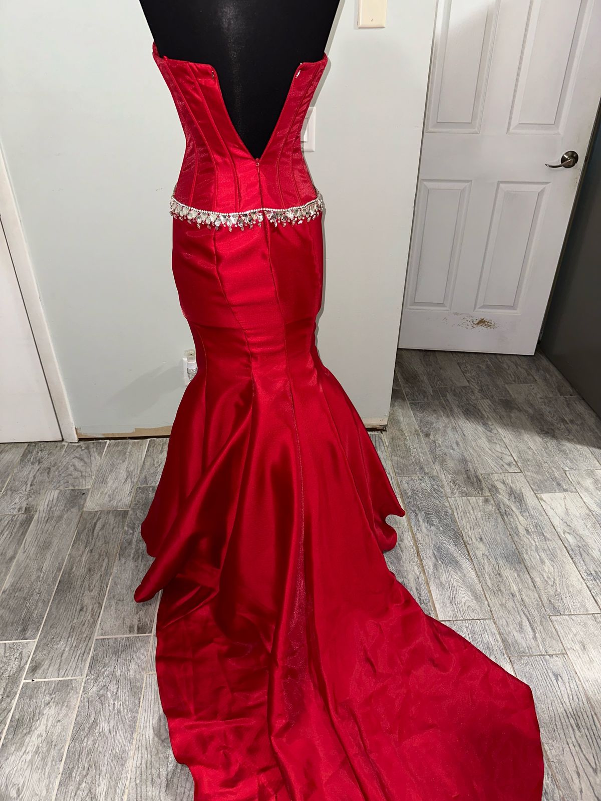 Johnathan Kayne Size 2 Pageant Strapless Red Mermaid Dress on Queenly