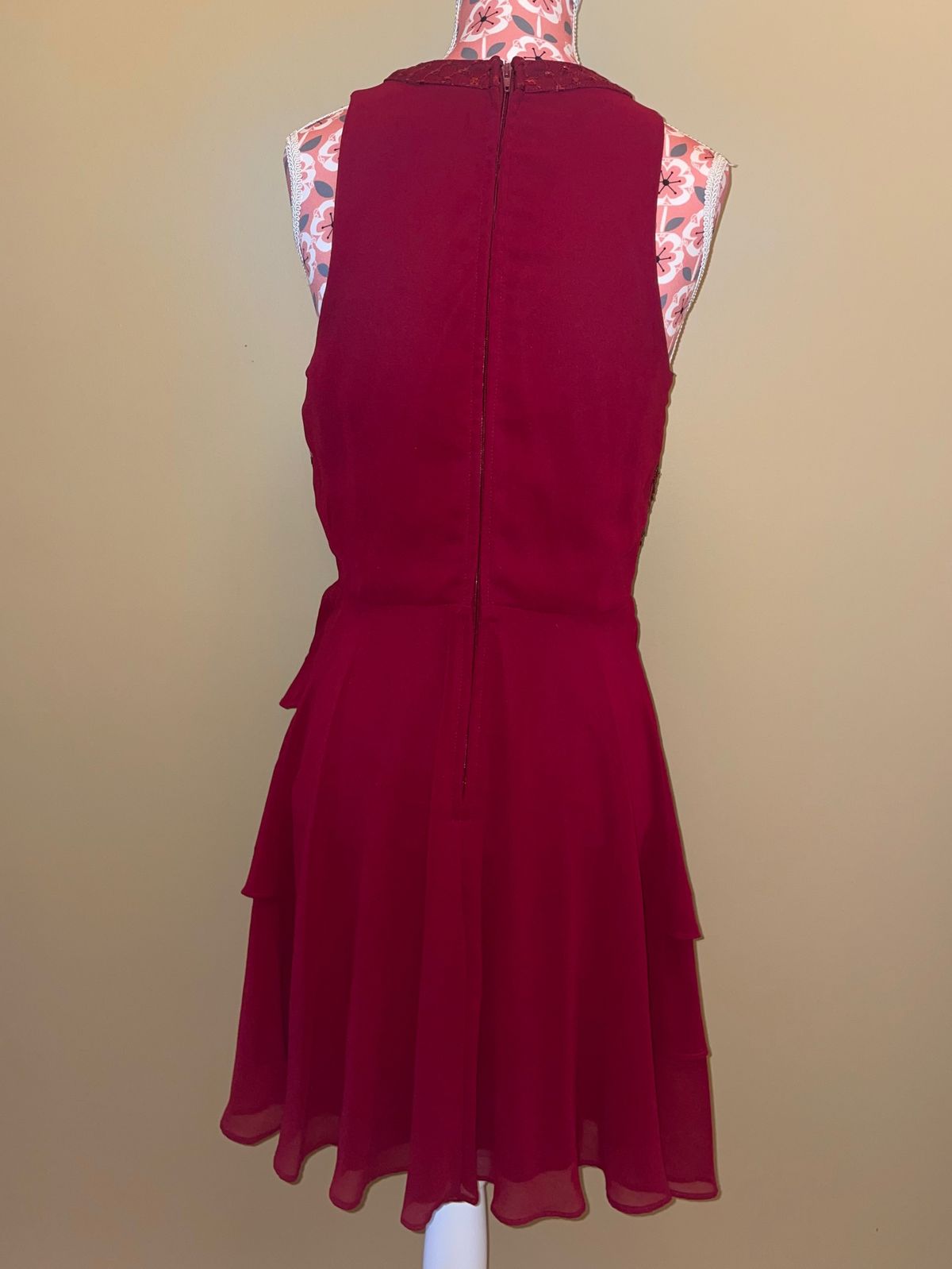 City Studios Size 4 Prom High Neck Satin Red Cocktail Dress on Queenly