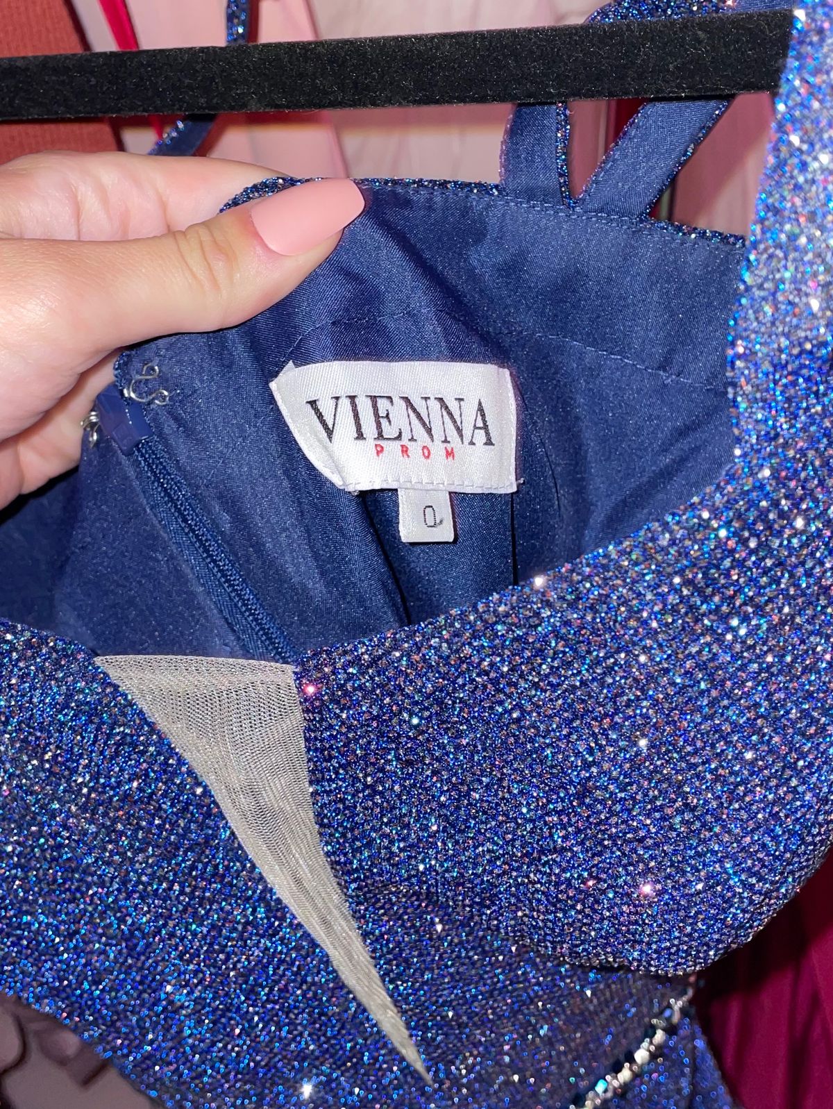 Vienna Size 0 Prom Plunge Sheer Blue Cocktail Dress on Queenly