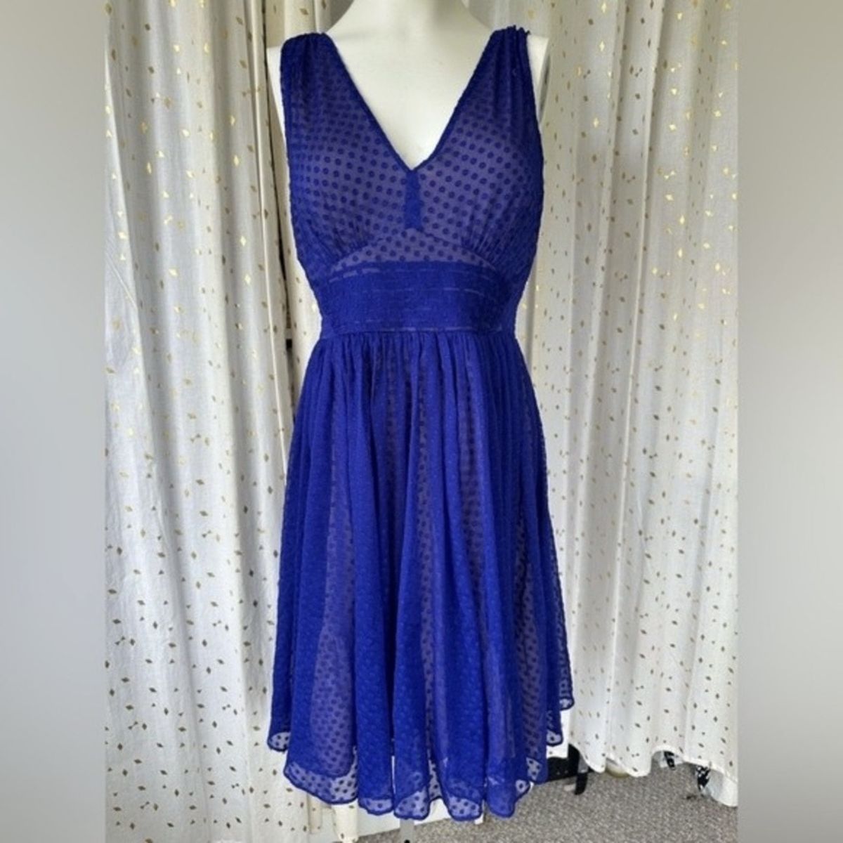 Anthropologie Size 6 Plunge Blue Cocktail Dress on Queenly