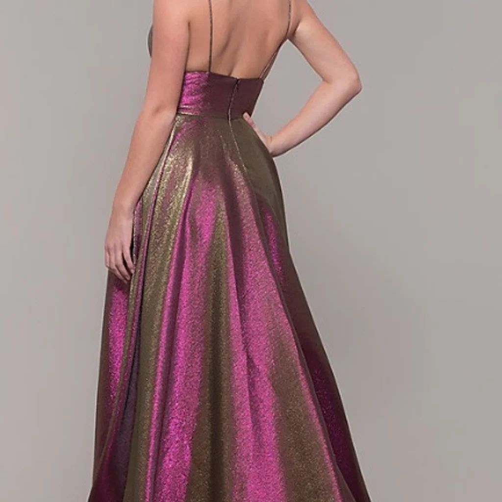 Style 1513 Ashley Lauren Size 12 Gold A-line Dress on Queenly