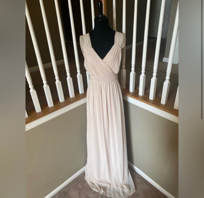 Ceremony by Joanna August Size M Prom Plunge Nude A-line Dress on Queenly