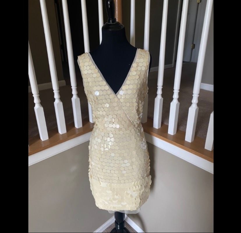 BCBG Size 2 Prom Plunge Nude Cocktail Dress on Queenly