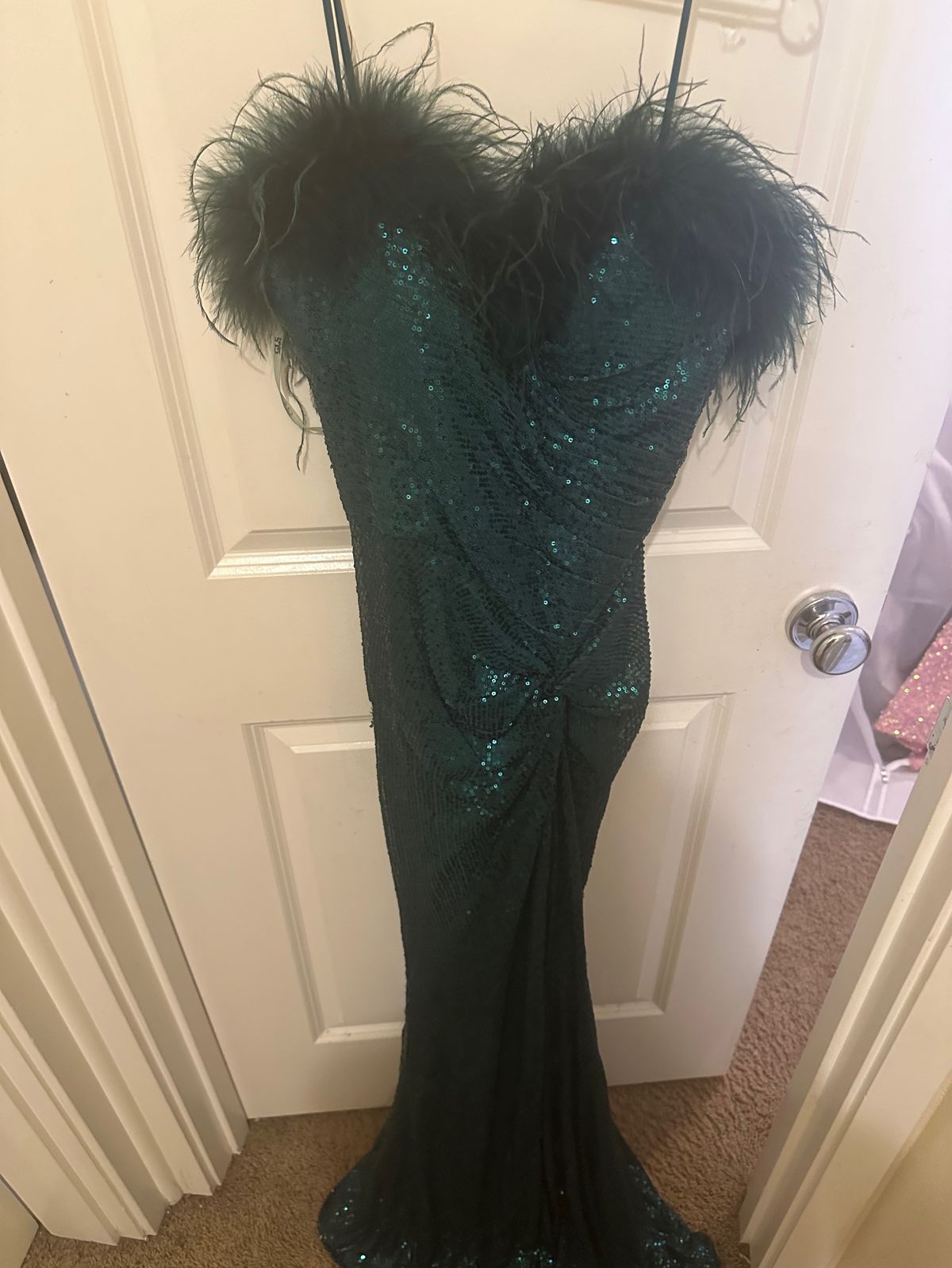 Style RN: 145983 Elizabeth K by gls Size 2 Prom Plunge Green Side Slit Dress on Queenly
