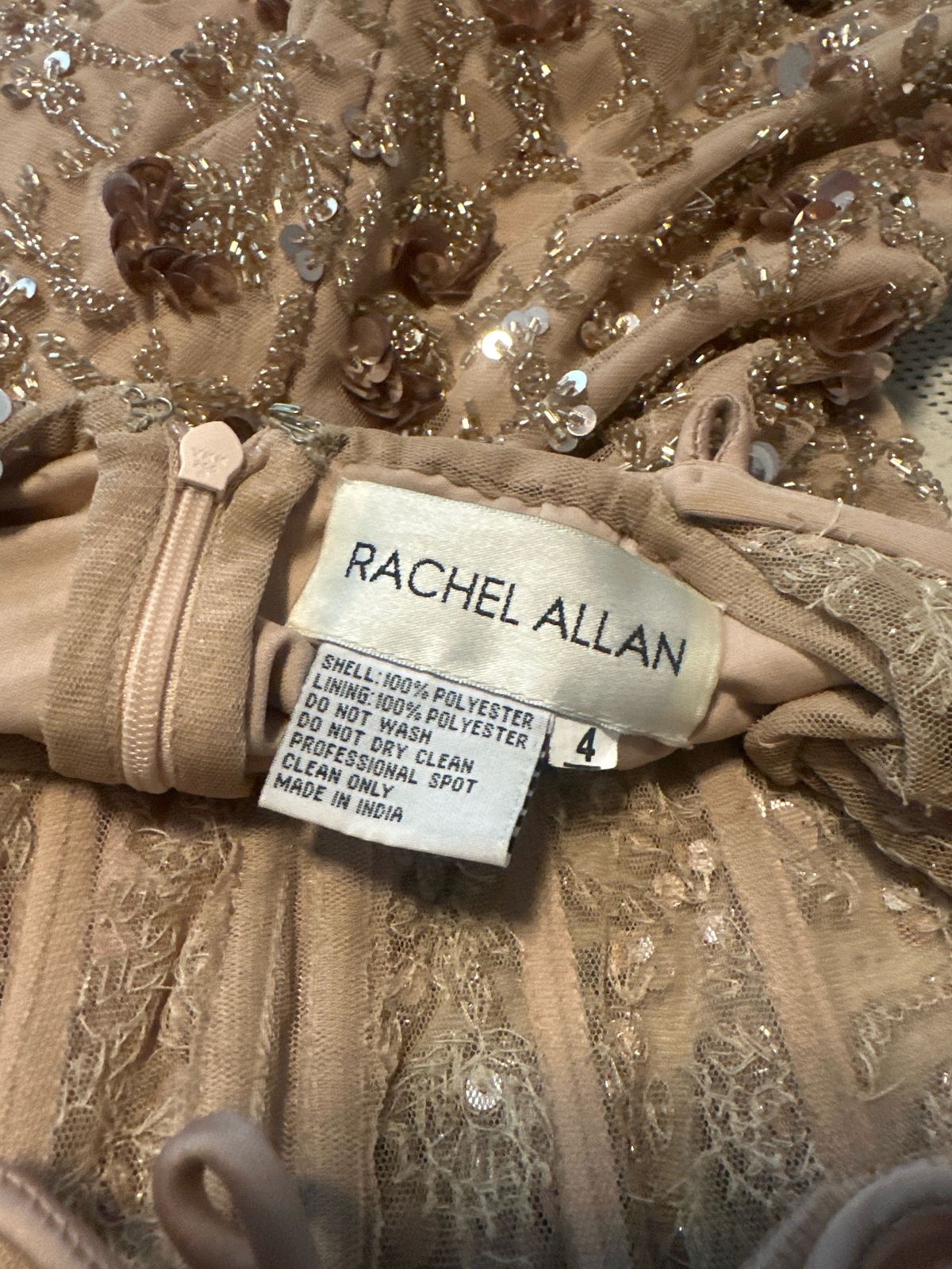 Rachel Allan Size 4 Prom Strapless Nude Cocktail Dress on Queenly