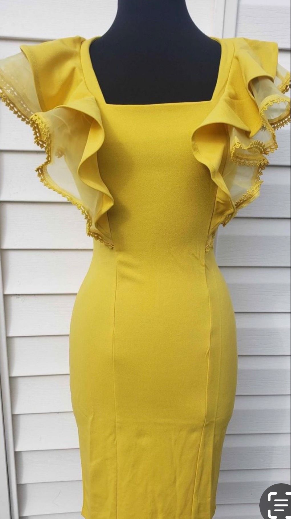 Size L Pageant Interview Yellow Cocktail Dress on Queenly