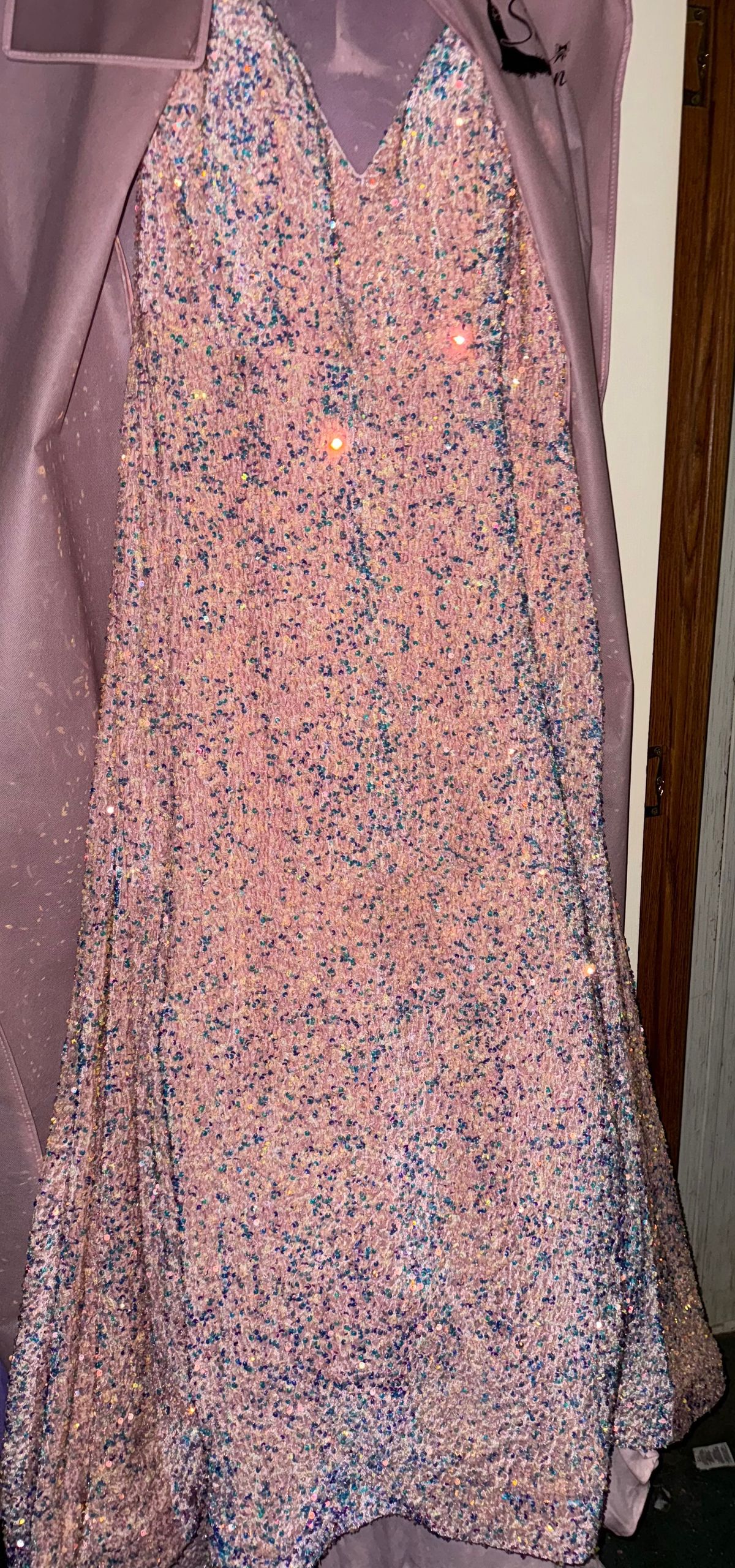 Plus Size 20 Plunge Velvet Pink Mermaid Dress on Queenly
