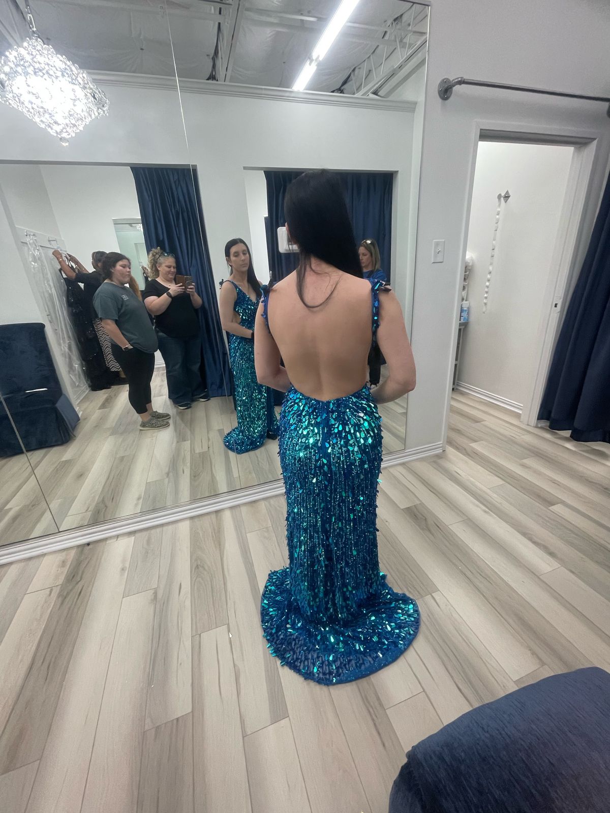 Sherri Hill Size 00 Prom Plunge Blue Floor Length Maxi on Queenly