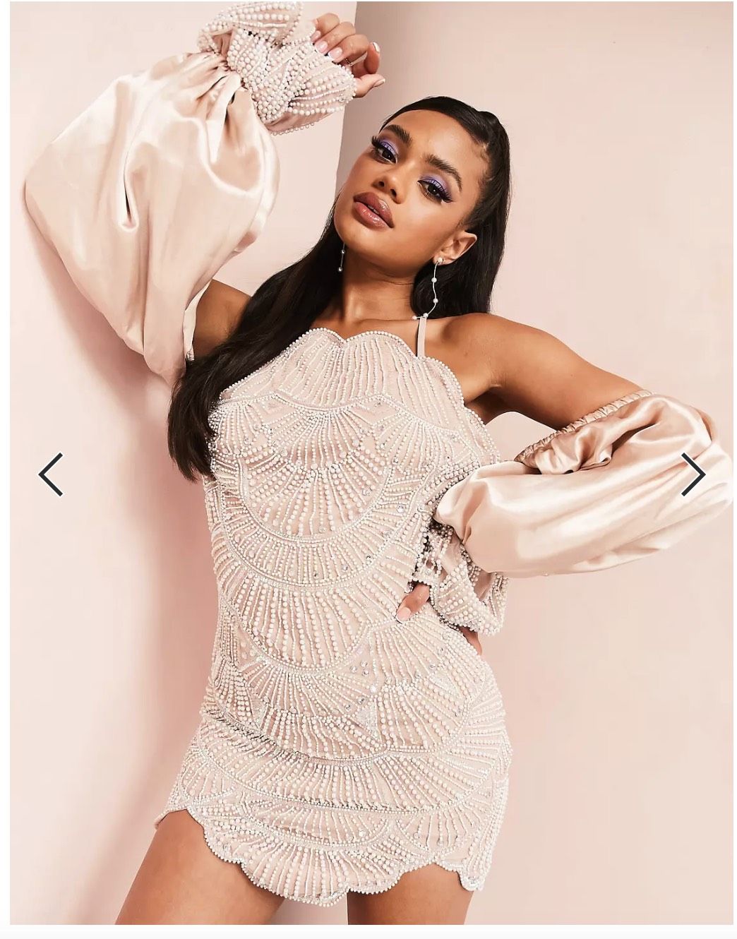 Asos Luxe Size 4 Prom Long Sleeve Sequined Pink Cocktail Dress on Queenly