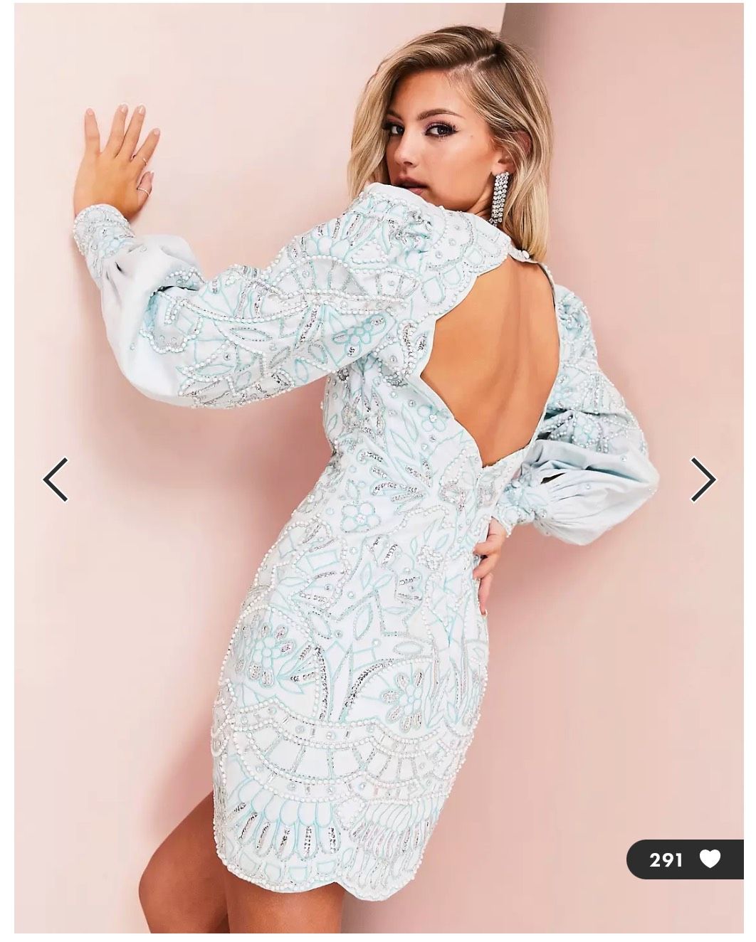 Asos Luxe Size 4 Prom Long Sleeve Blue Cocktail Dress on Queenly
