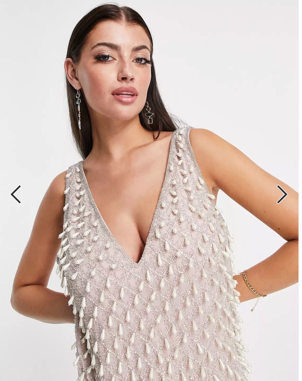 Asos Edition Size 0 Prom Plunge Sequined Light Pink Cocktail Dress on Queenly