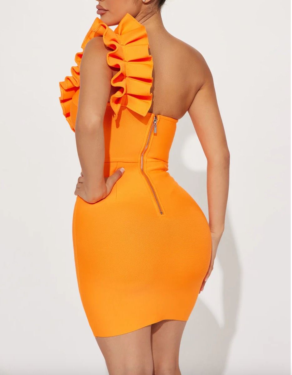 Size S Prom One Shoulder Orange Cocktail Dress on Queenly