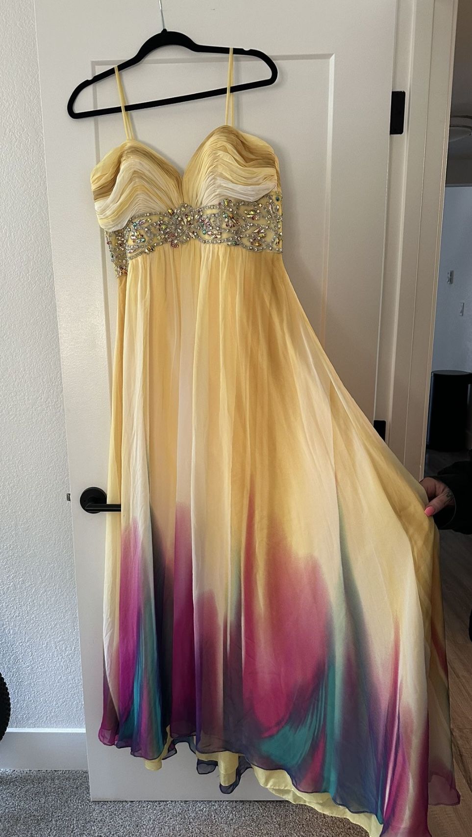 Plus Size 16 Prom Yellow Floor Length Maxi on Queenly