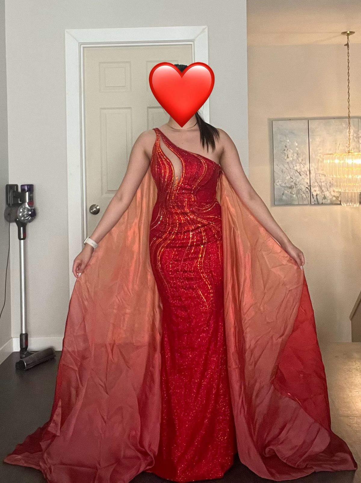 Style custom made minh tuan Size 2 Prom One Shoulder Sequined Red Mermaid Dress on Queenly
