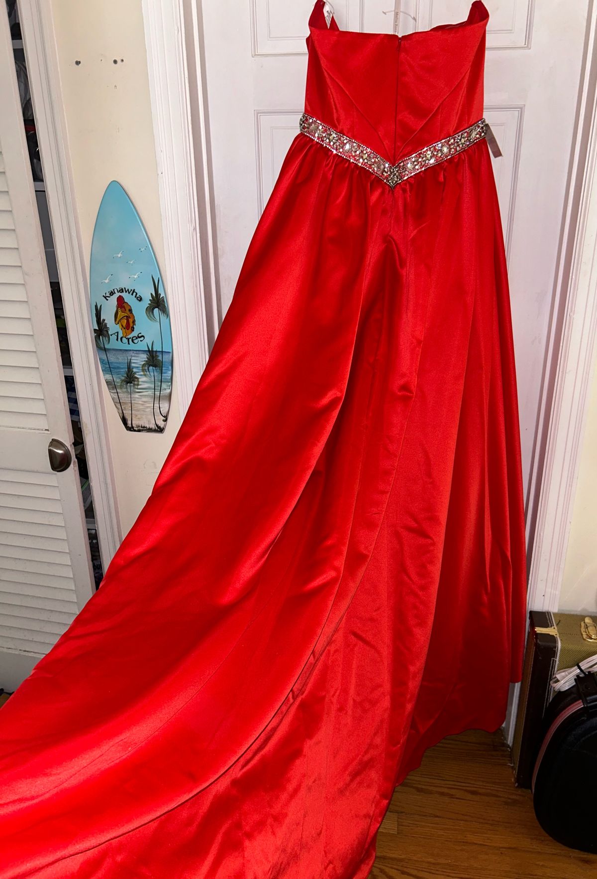Style 1059 Malia Rose Size XL Prom Strapless Red A-line Dress on Queenly