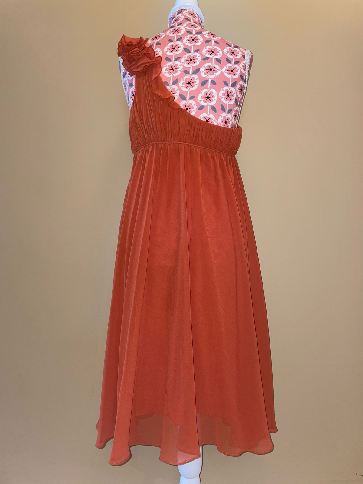 Poly USA Size S Prom One Shoulder Orange Cocktail Dress on Queenly