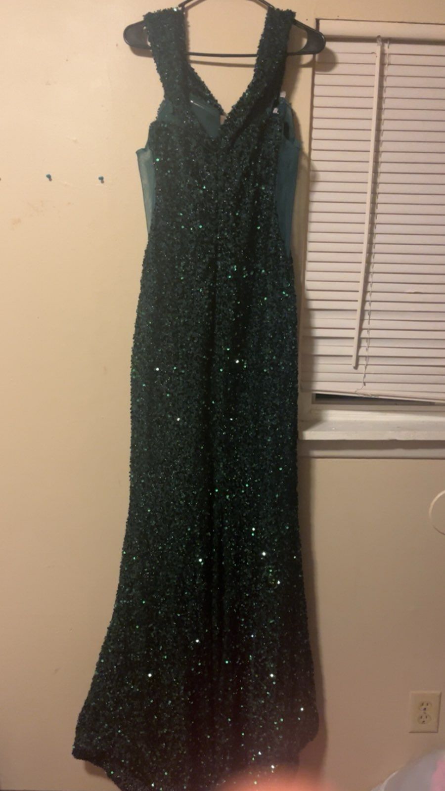 Jovani Size 14 Prom Off The Shoulder Emerald Green Mermaid Dress on Queenly