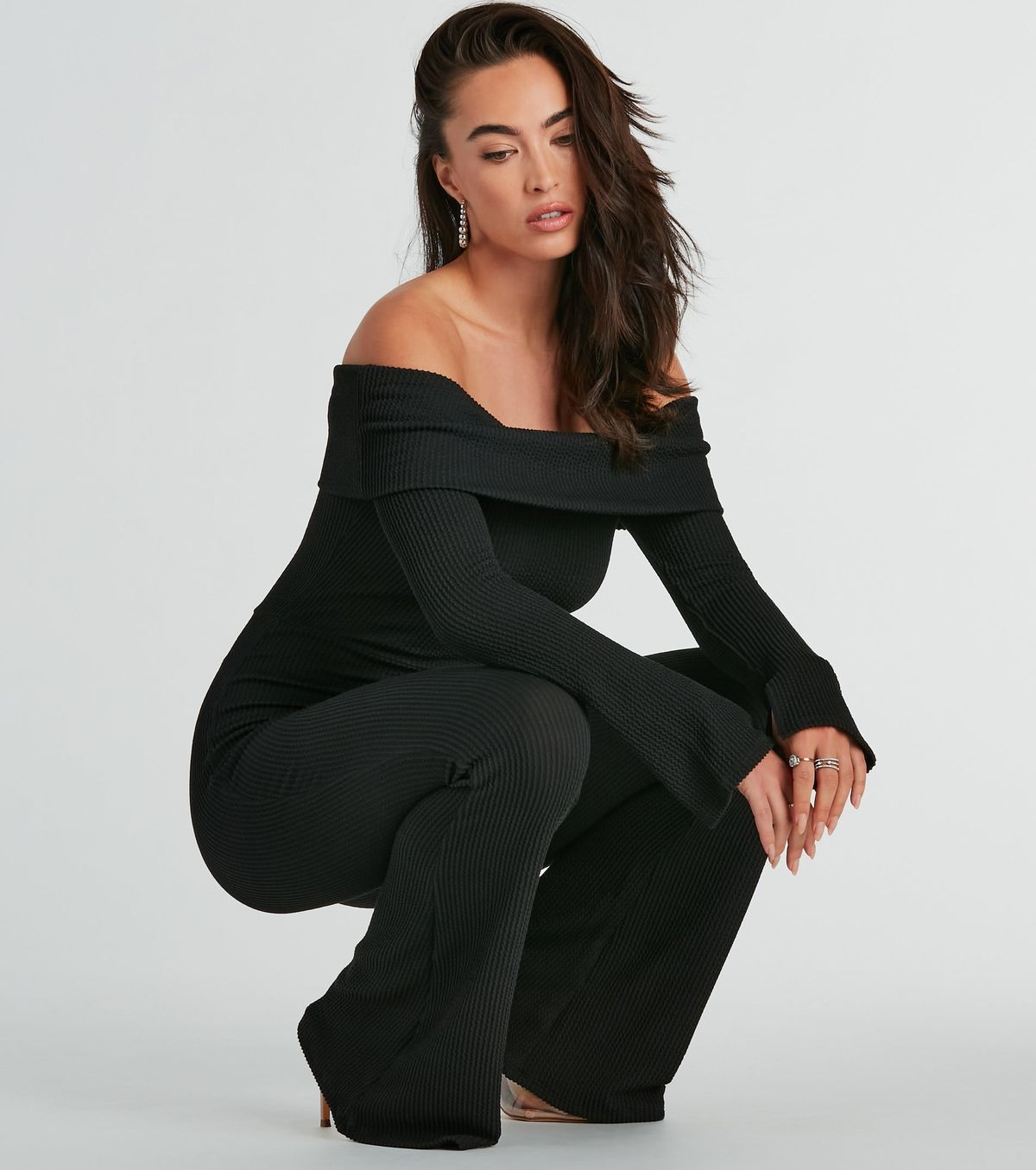 Style 06502-2474 Windsor Size S Long Sleeve Black Formal Jumpsuit on Queenly