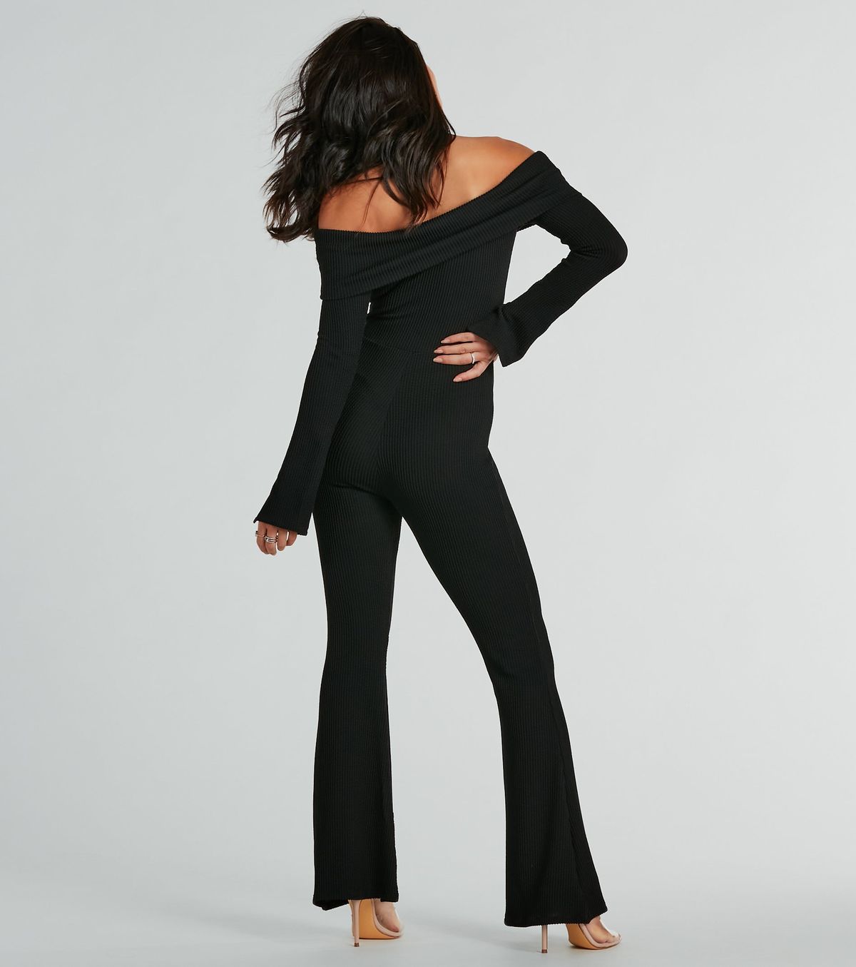 Style 06502-2474 Windsor Size L Long Sleeve Black Formal Jumpsuit on Queenly