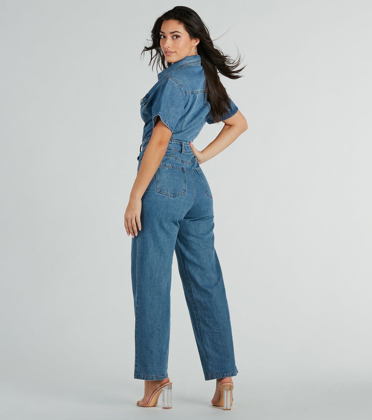 Style 06602-0499 Windsor Size S High Neck Blue Formal Jumpsuit on Queenly