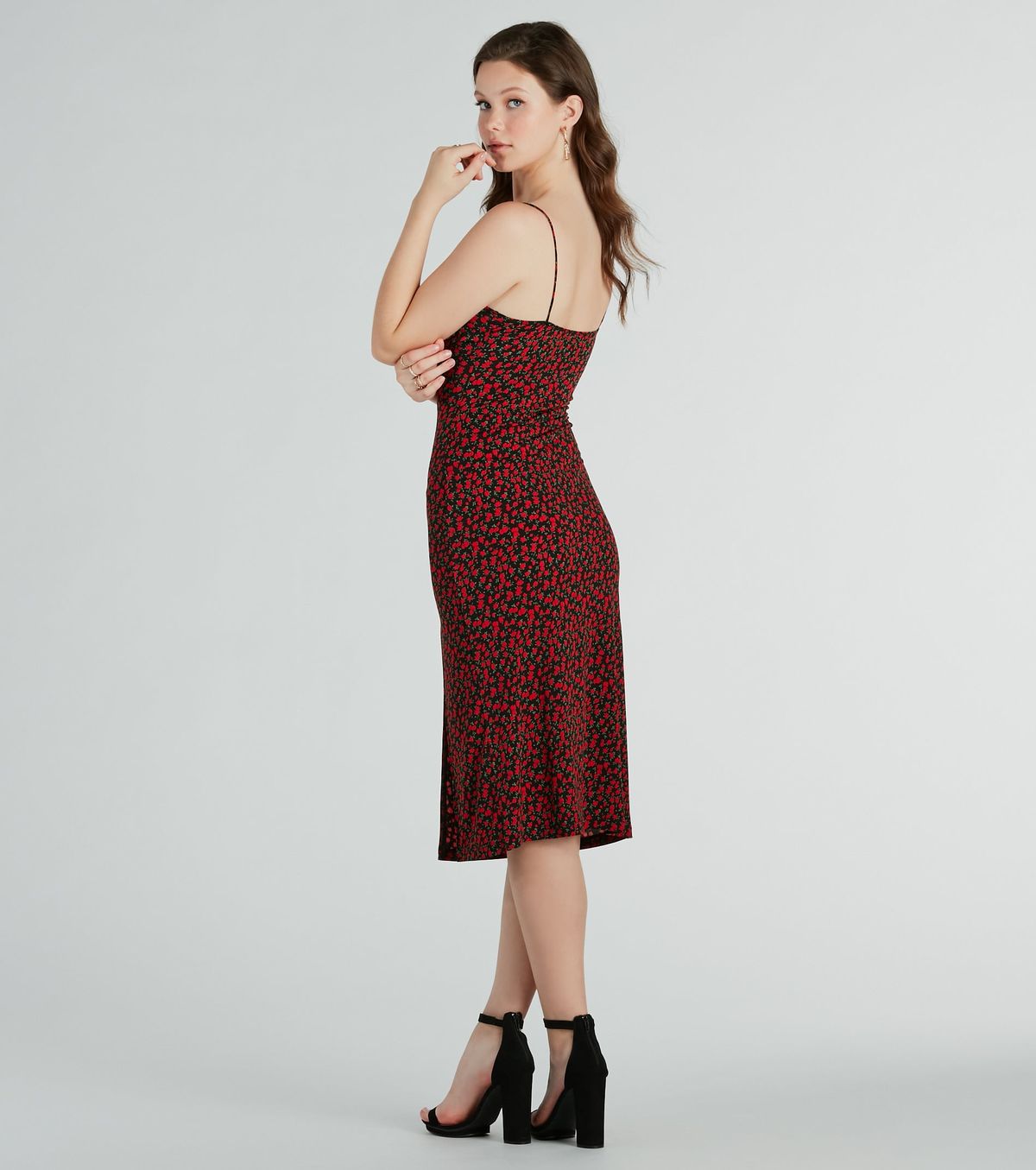 Style 05102-5485 Windsor Size S Floral Black Side Slit Dress on Queenly