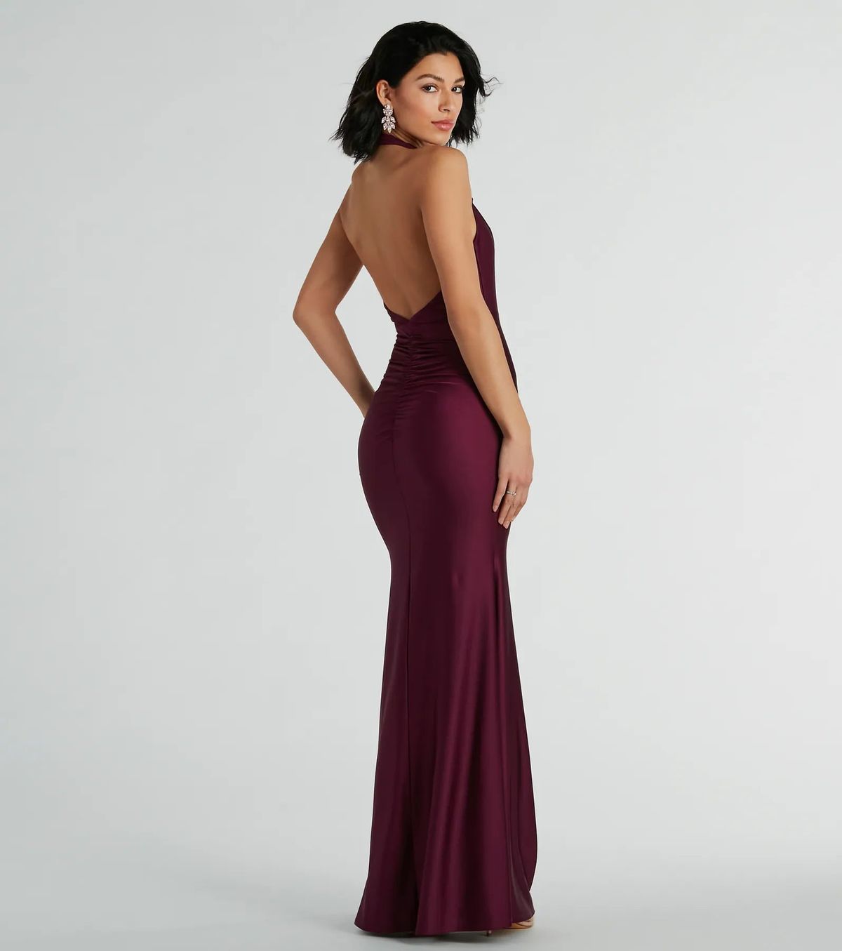 Style 05002-7721 Windsor Size XS Bridesmaid Halter Purple Mermaid Dress on Queenly