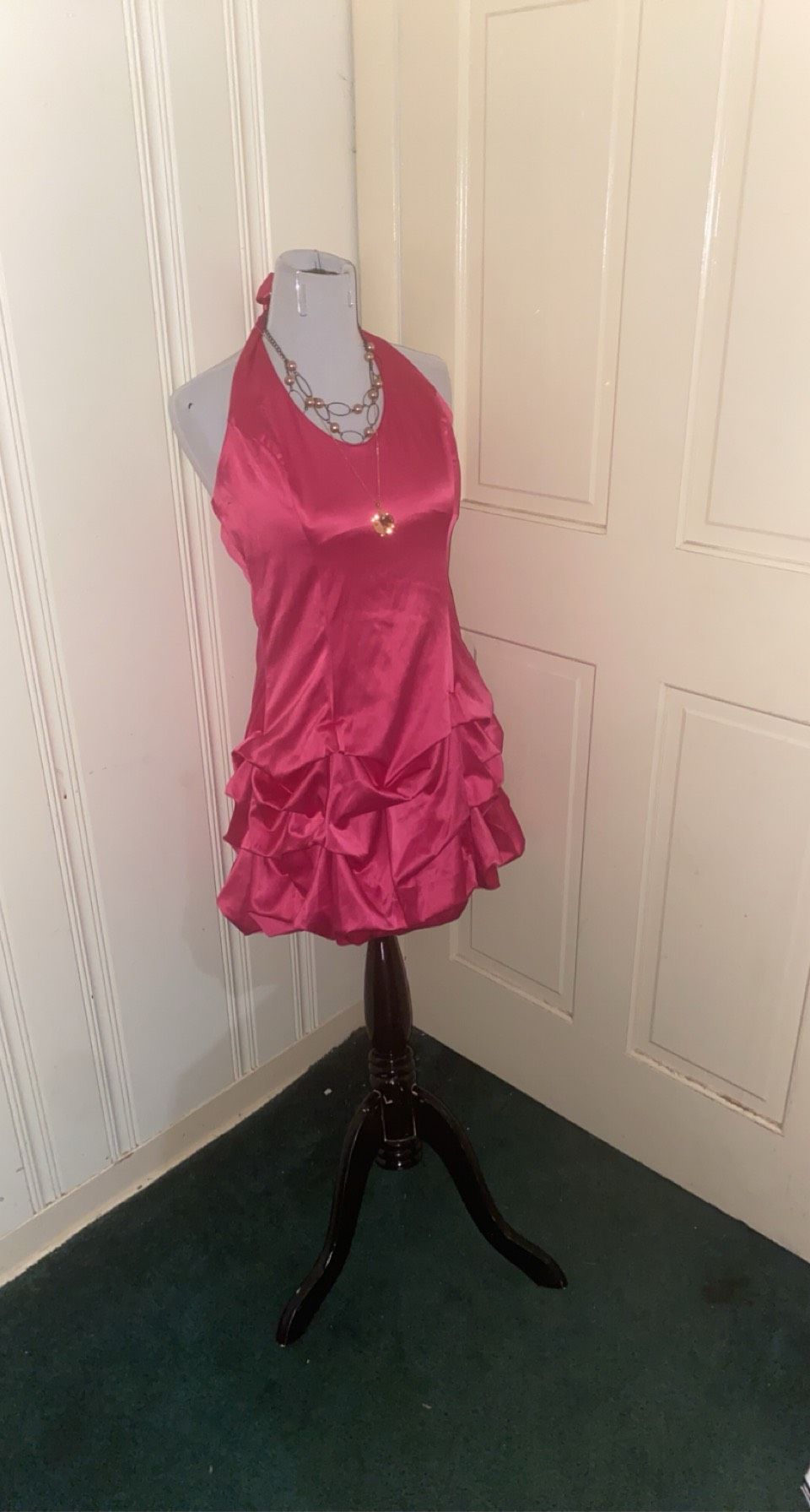 Size 12 Homecoming Halter Hot Pink Cocktail Dress on Queenly