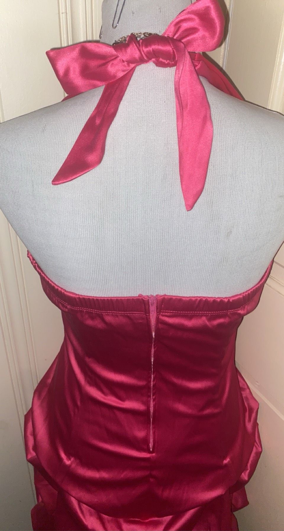 Size 12 Homecoming Halter Hot Pink Cocktail Dress on Queenly