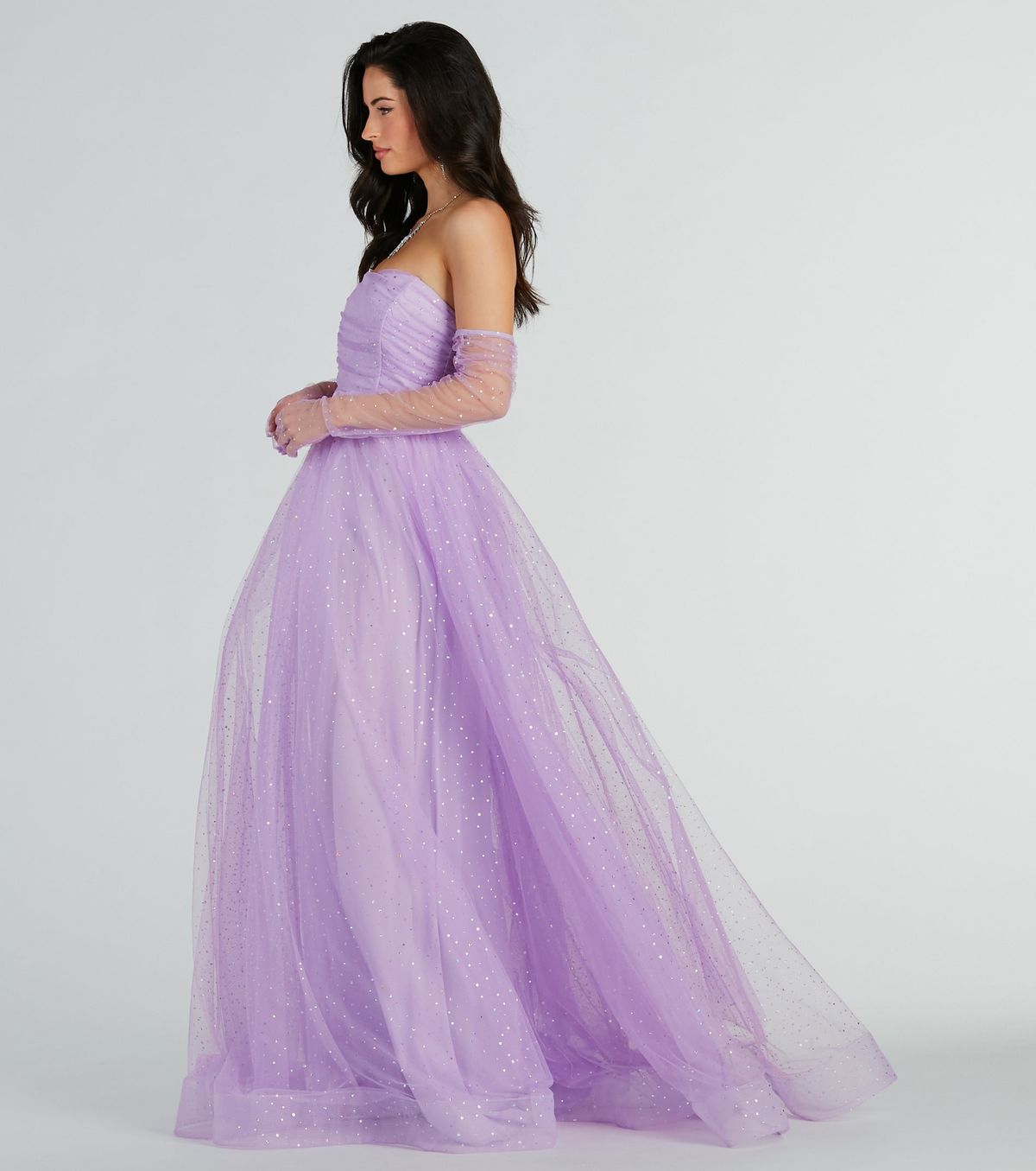 Style 05004-0206 Windsor Size M Prom Strapless Sheer Purple Floor Length Maxi on Queenly