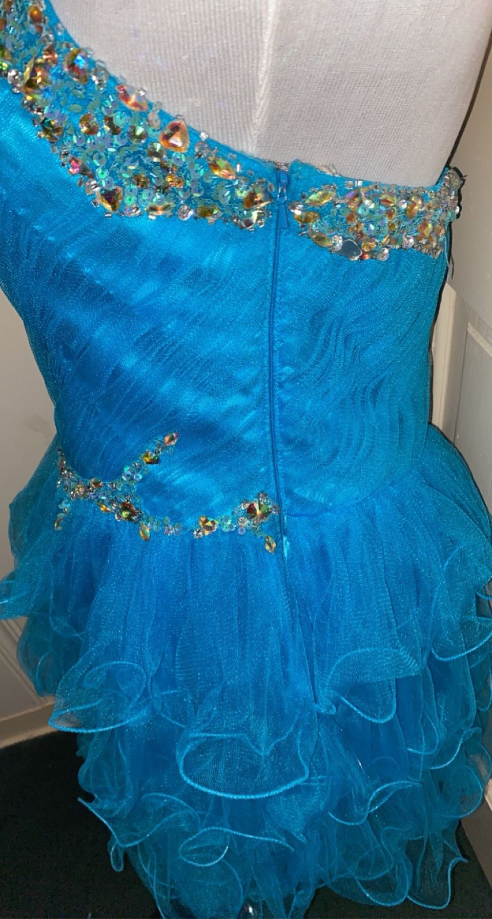 Size L Homecoming Strapless Sequined Blue Cocktail Dress on Queenly