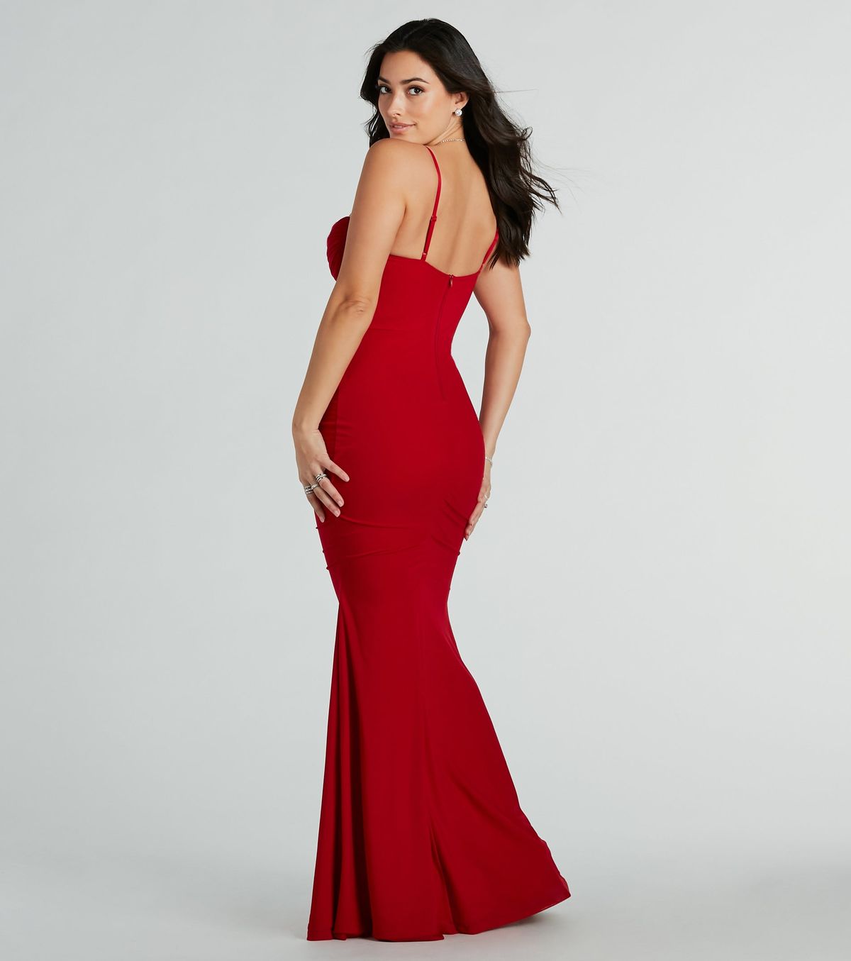 Style 05002-8221 Windsor Size S Bridesmaid Sequined Red Mermaid Dress on Queenly