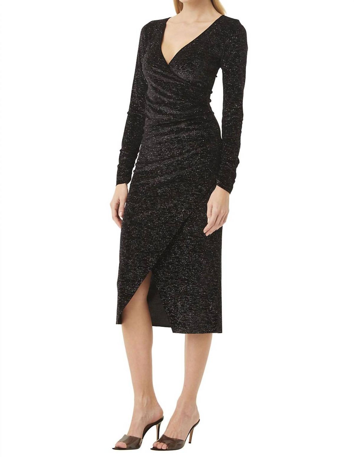 Style 1-1329893092-2901 Misa Los Angeles Size M Long Sleeve Black Side Slit Dress on Queenly