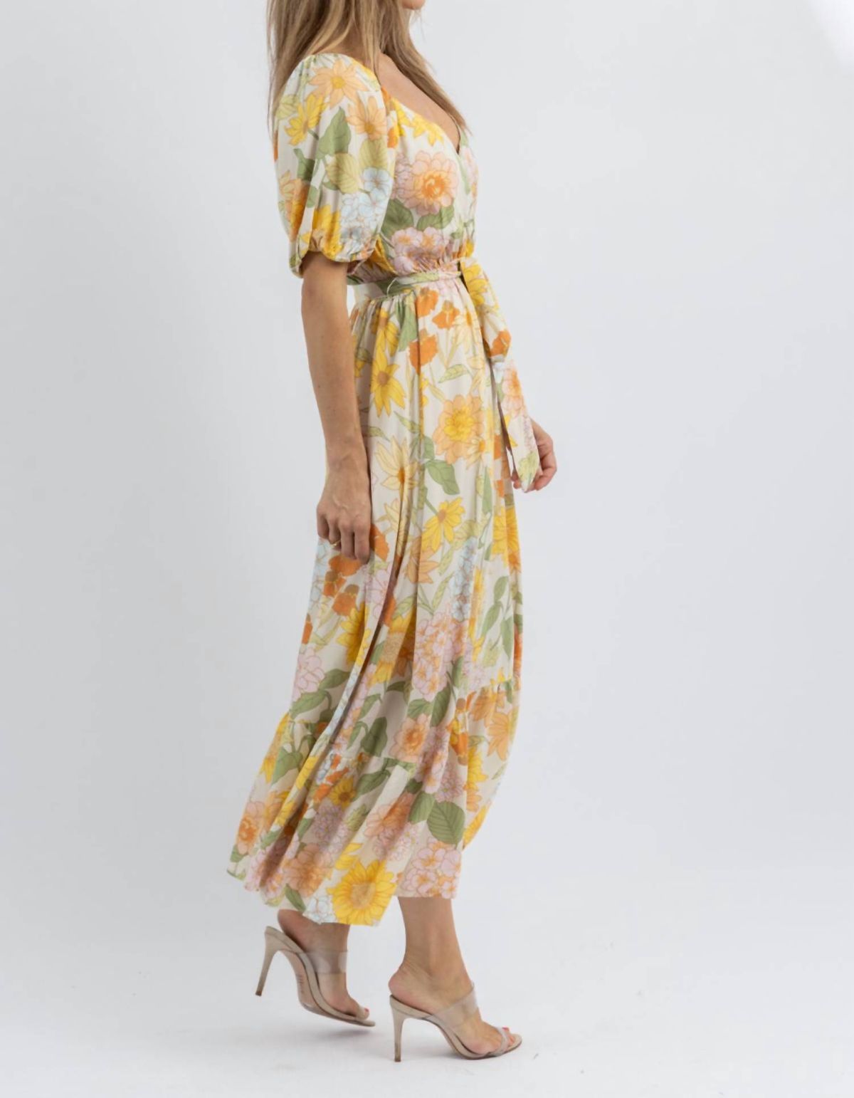 Style 1-1478348638-2696 DRESS FORUM Size L Floral Yellow Floor Length Maxi on Queenly