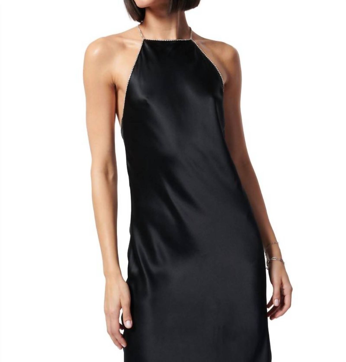 Style 1-1767584355-3855 Cami NYC Size XS Halter Satin Black Cocktail Dress on Queenly