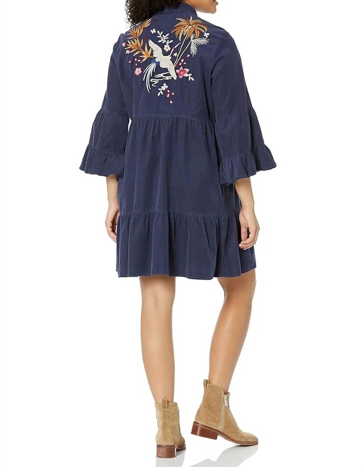 Style 1-2222513285-2901 Johnny Was Size M Floral Blue Cocktail Dress on Queenly