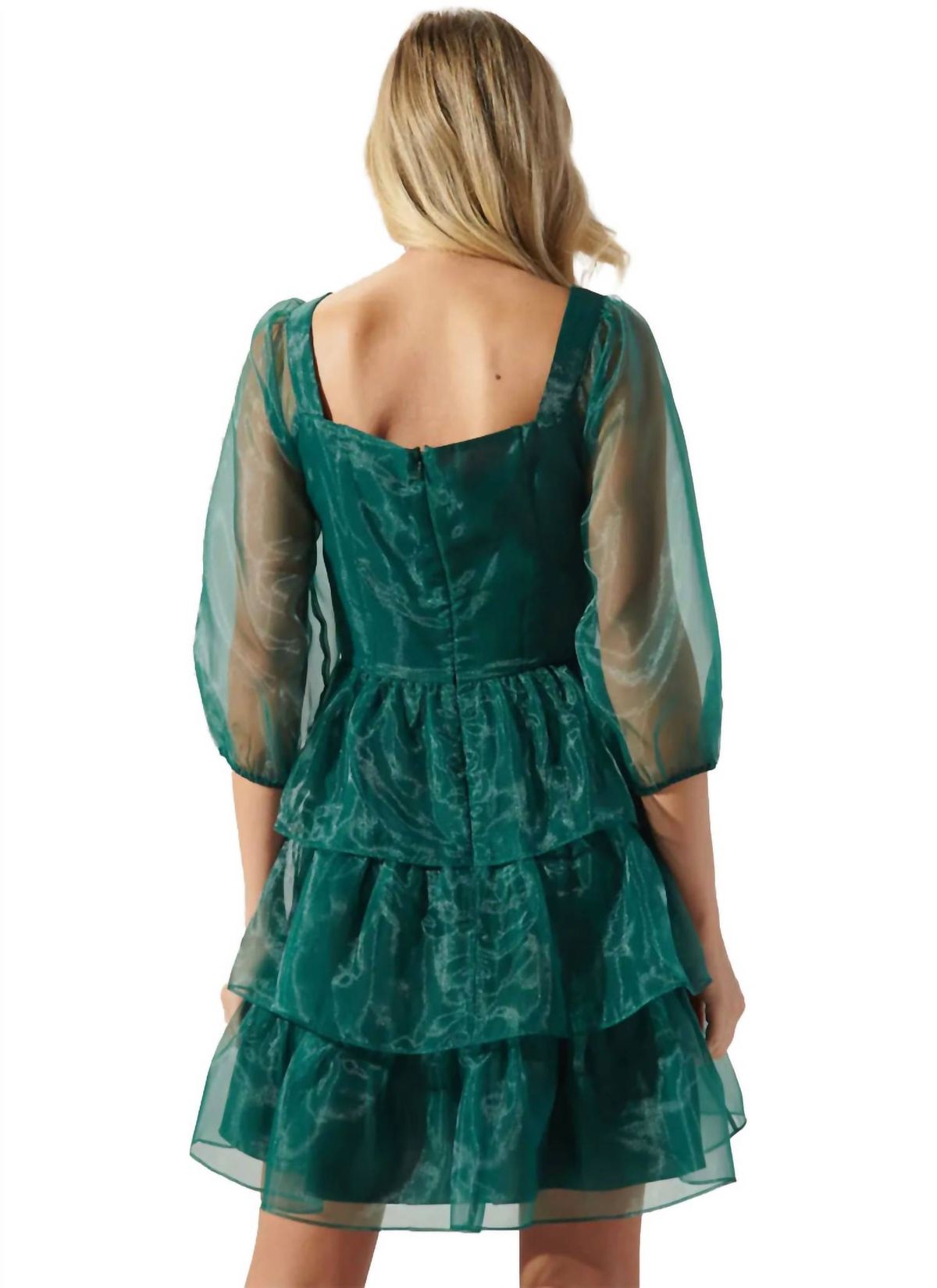 Style 1-2233875398-2901 SUGARLIPS Size M Sheer Emerald Green Cocktail Dress on Queenly