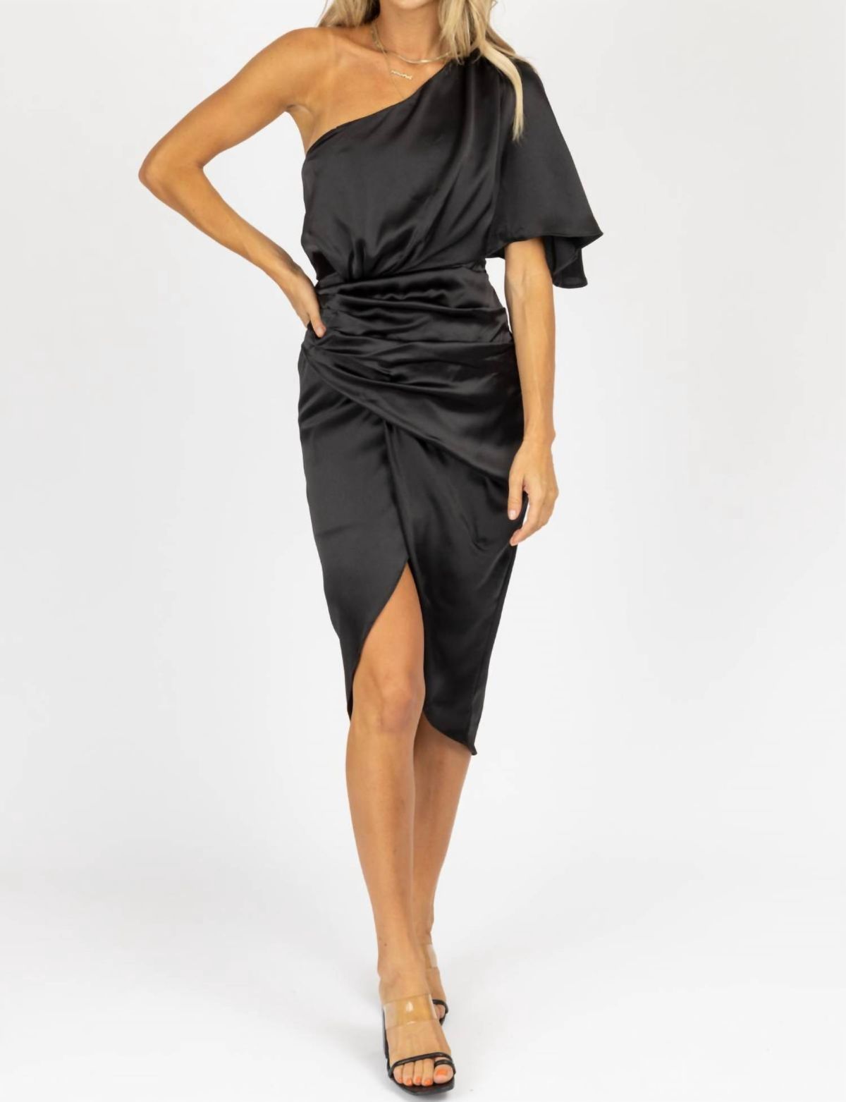 Style 1-2621138900-3236 DO+BE Size S One Shoulder Black Cocktail Dress on Queenly