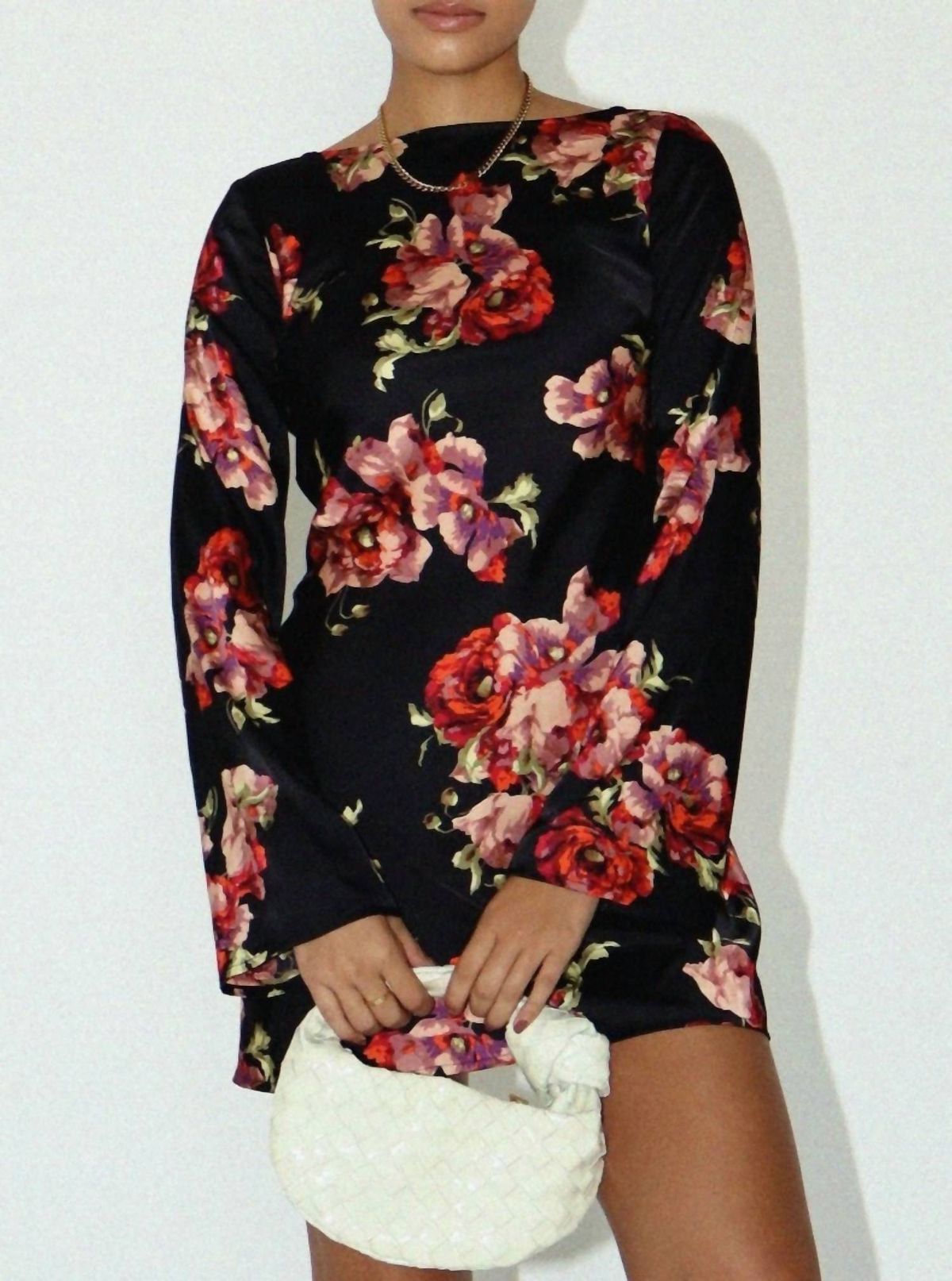 Style 1-337899326-3900 Bailey Rose Size XS Long Sleeve Floral Black Cocktail Dress on Queenly