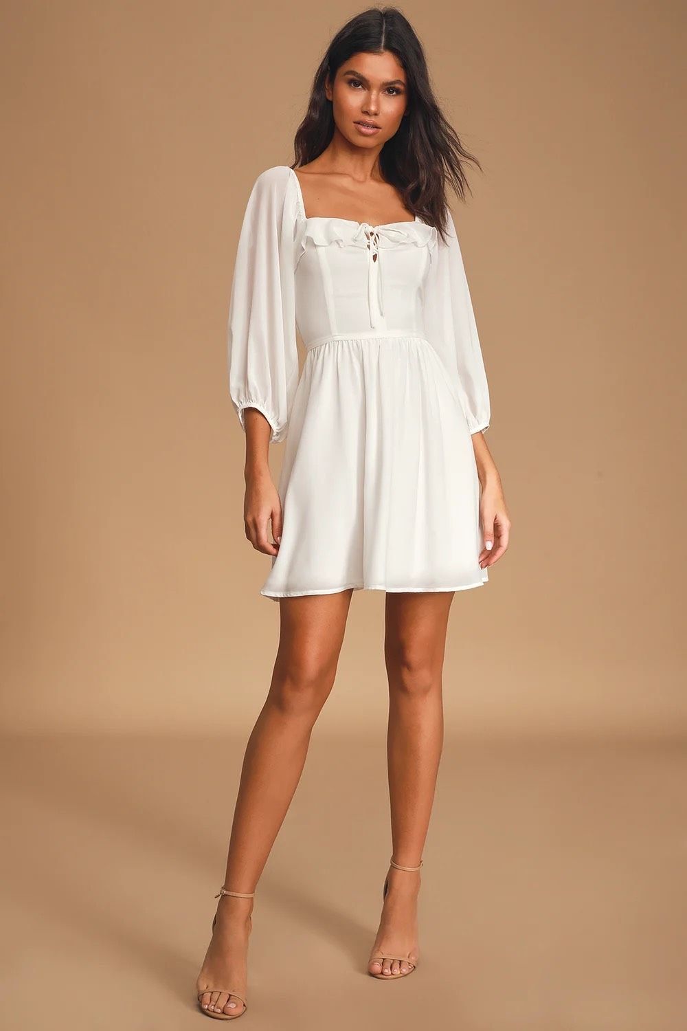 Lulus Size M Homecoming Long Sleeve White Cocktail Dress on Queenly