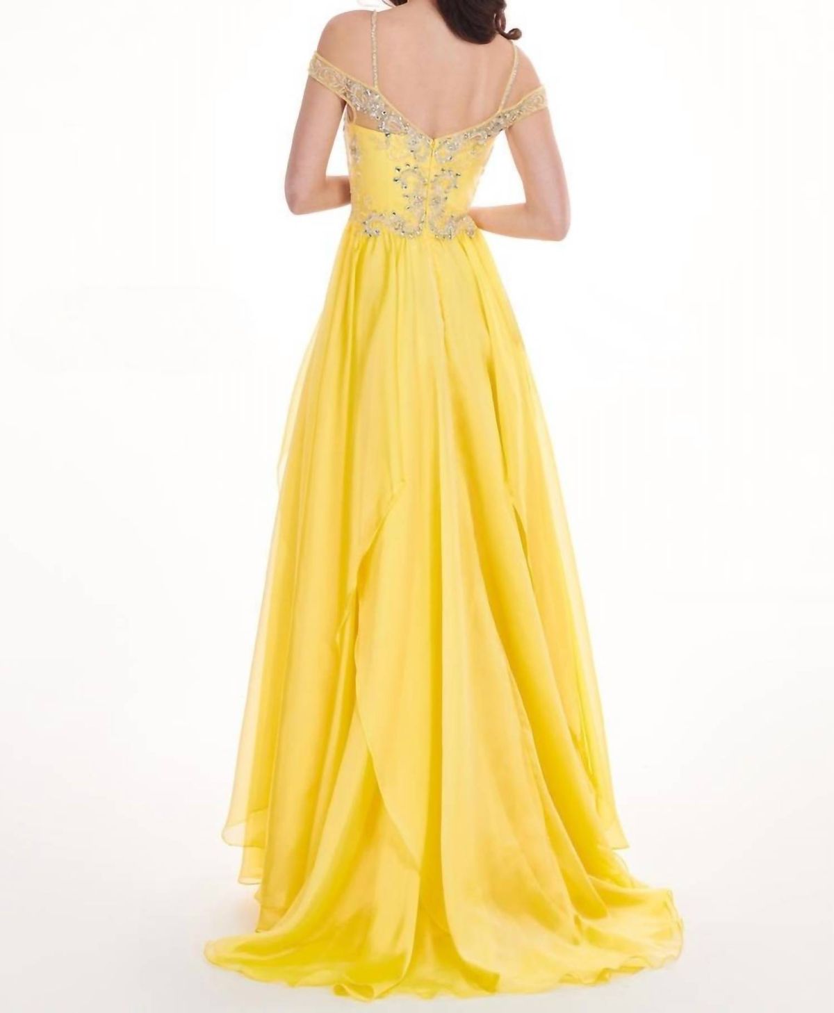 Style 1-3671306520-98 RACHEL ALLAN Size 10 Prom Yellow A-line Dress on Queenly