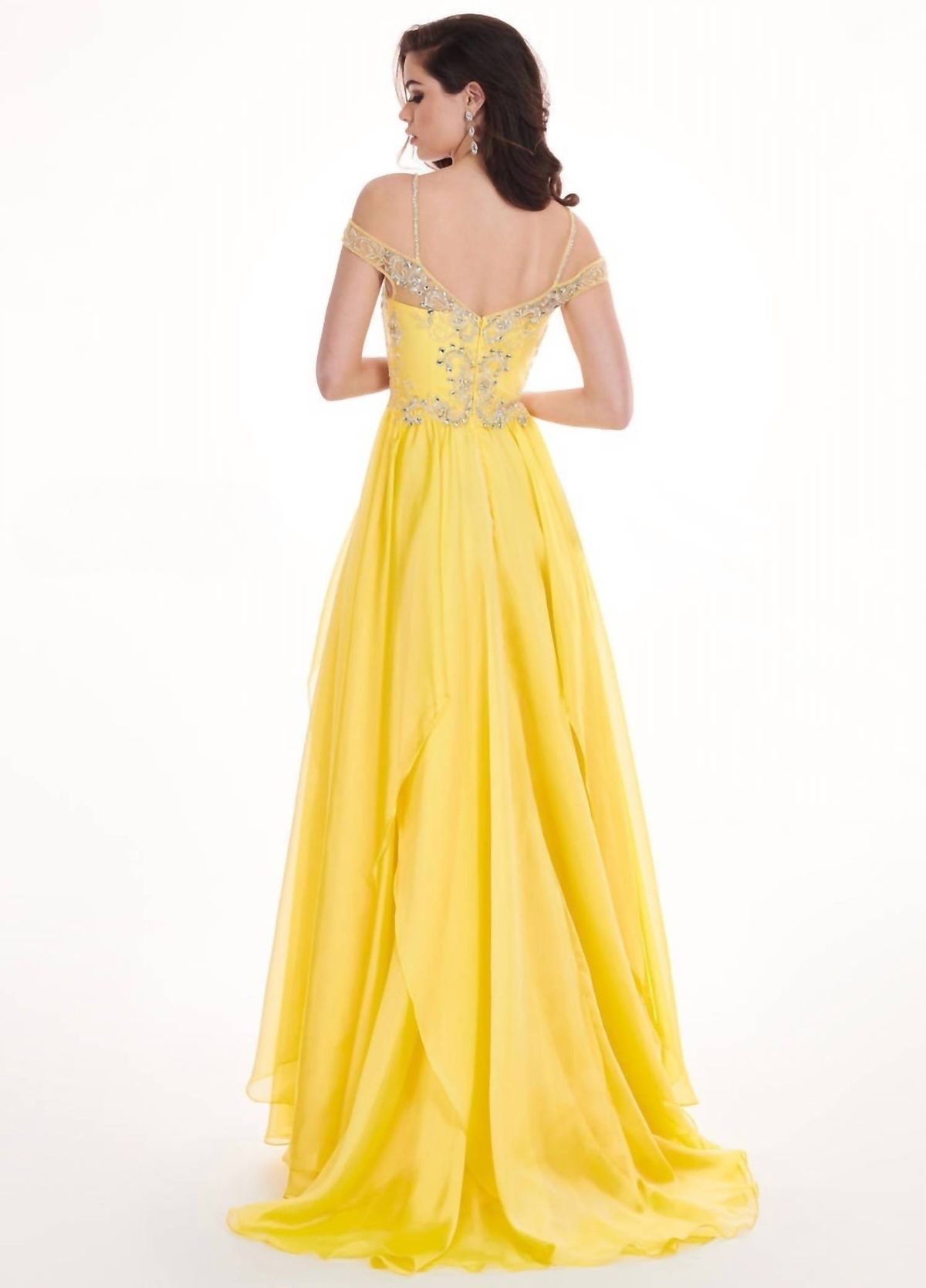 Style 1-3671306520-98 RACHEL ALLAN Size 10 Prom Yellow A-line Dress on Queenly