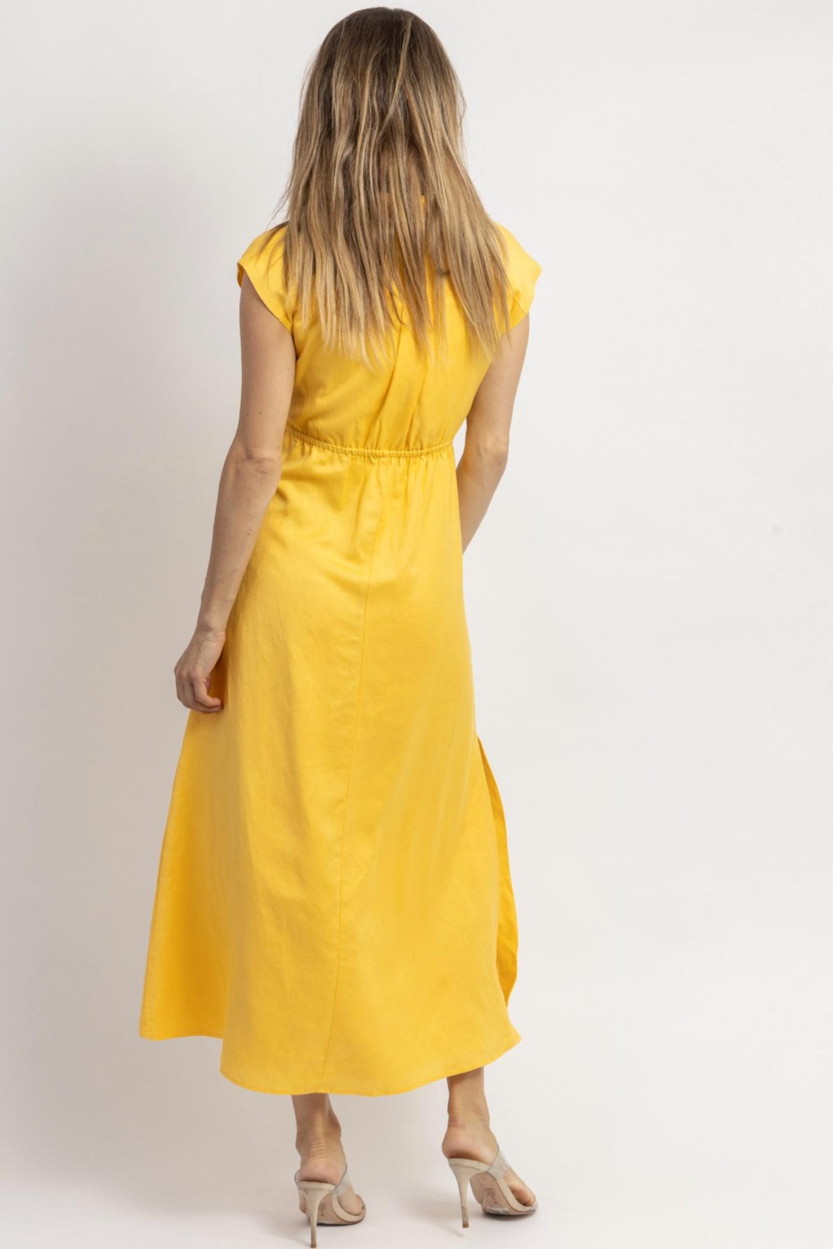 Style 1-3689907060-2696 Aaron & Amber Size L High Neck Yellow Cocktail Dress on Queenly