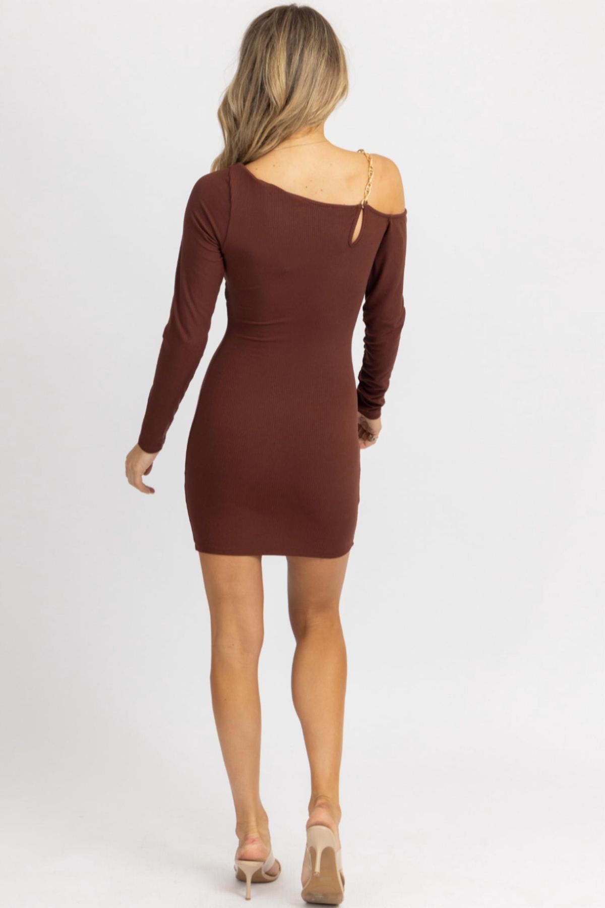 Style 1-378323770-2696 ENDLESS BLU. Size L Long Sleeve Brown Cocktail Dress on Queenly