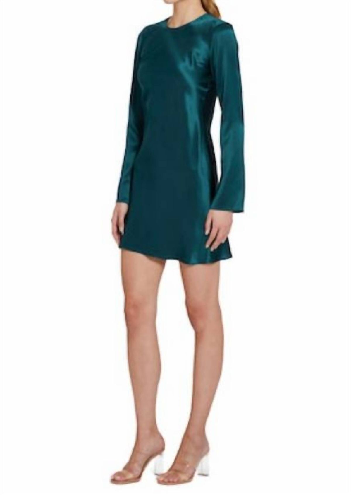 Style 1-4179319672-2901 Amanda Uprichard Size M Long Sleeve Satin Blue Cocktail Dress on Queenly