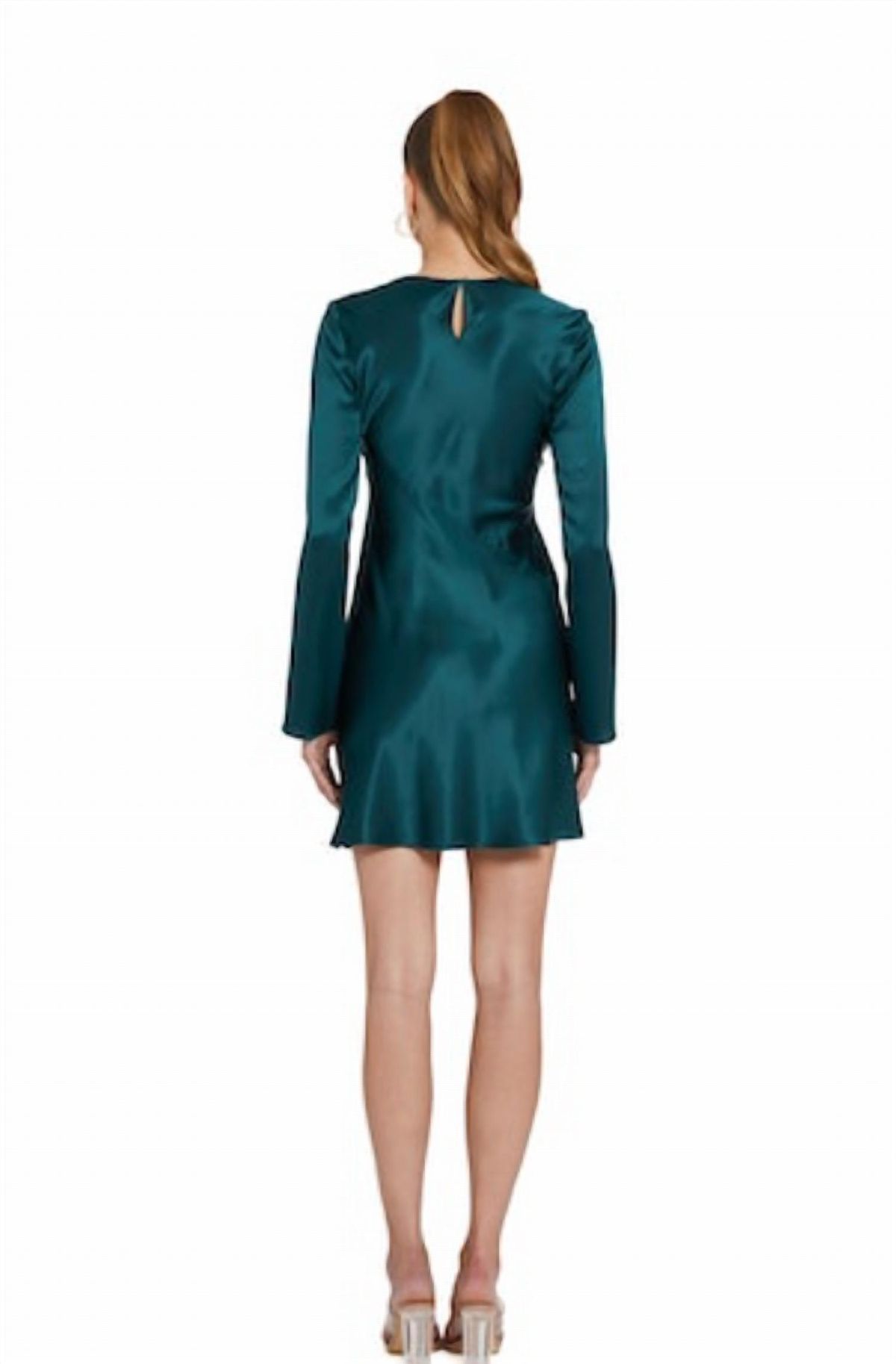 Style 1-4179319672-2901 Amanda Uprichard Size M Long Sleeve Satin Blue Cocktail Dress on Queenly